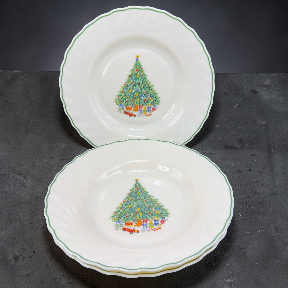 Salem Noel Porcelle Christmas Tree Bowls Set 3 Swirl Milk‎ Glass 9inch Vintage
